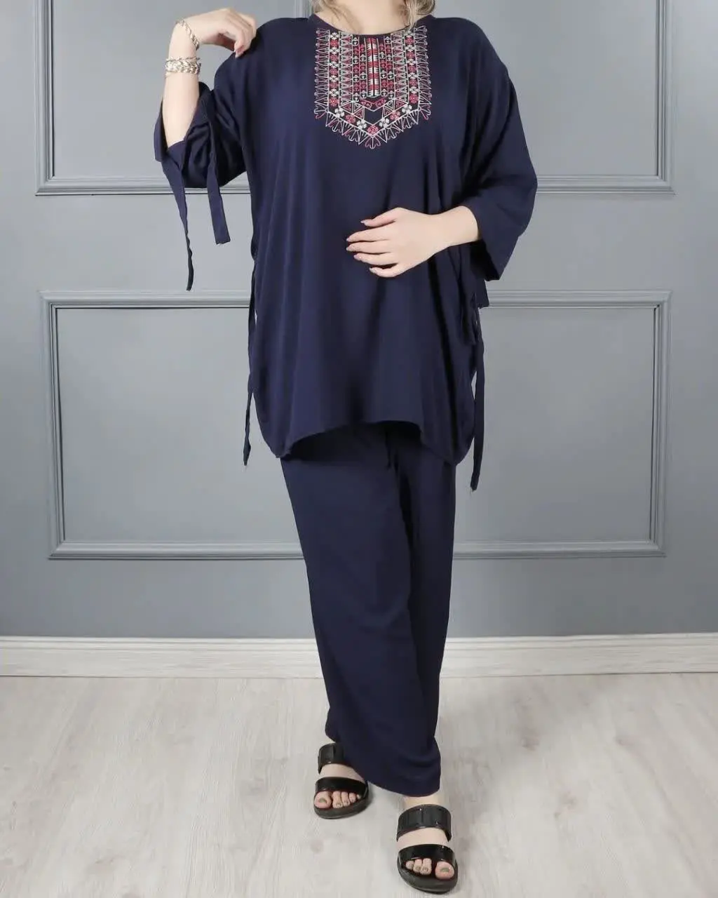 ست بلوزشلوار نخی طرح چاپ سنتی ۲۰۰۴
