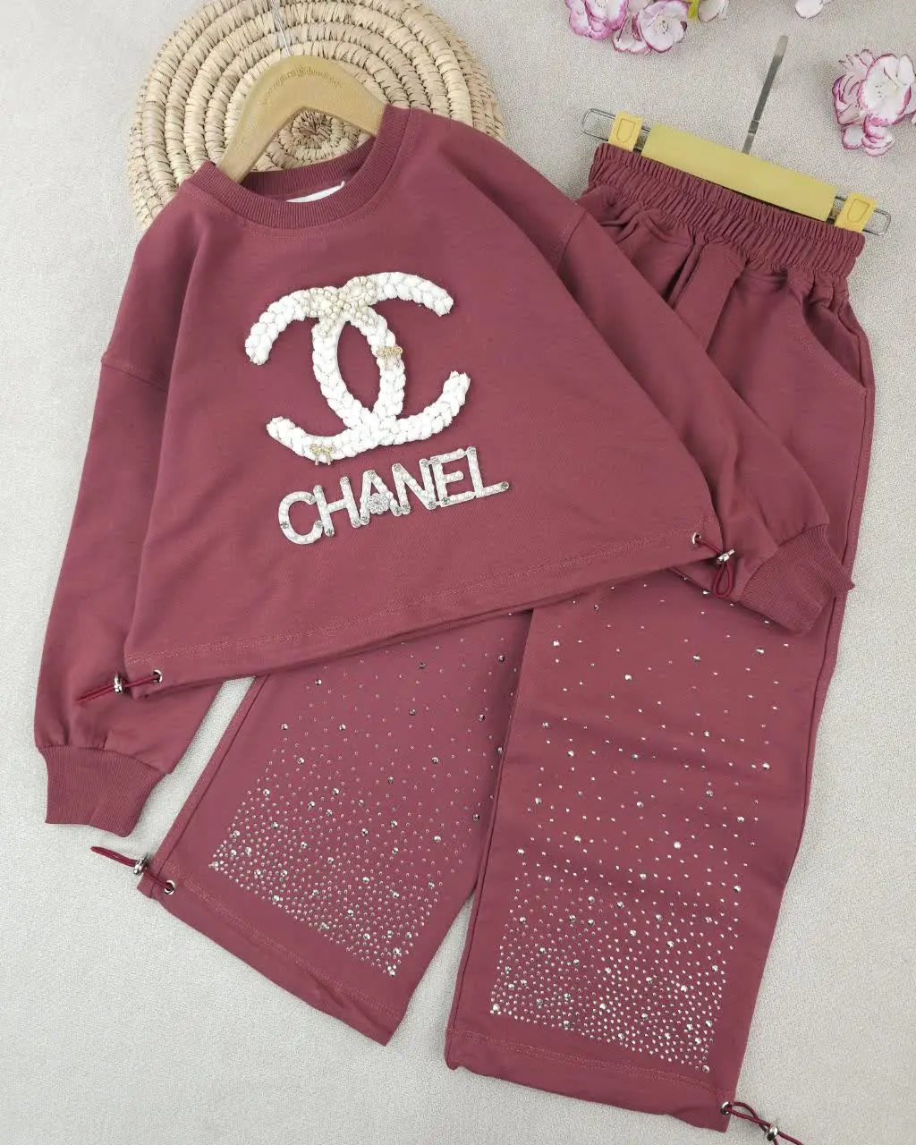 کراپ و شلوار دخترانه نگین دار