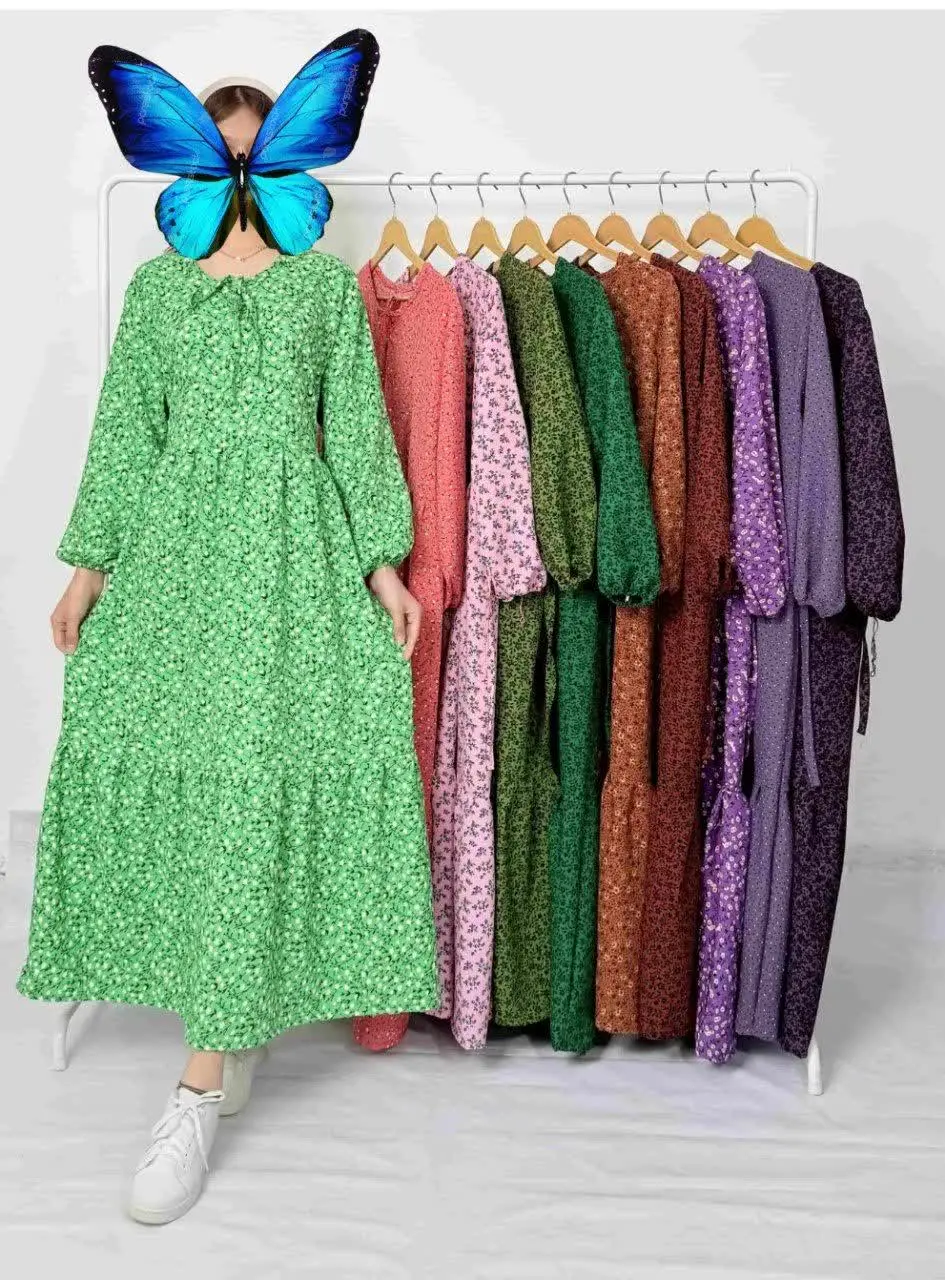 پیراهن ساحلی کرپ پفکی