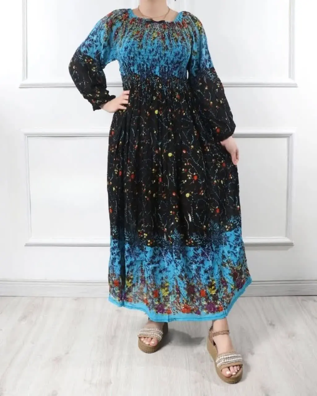 پیراهن گلریز کریشه دورنگ ۶۰۸۴
