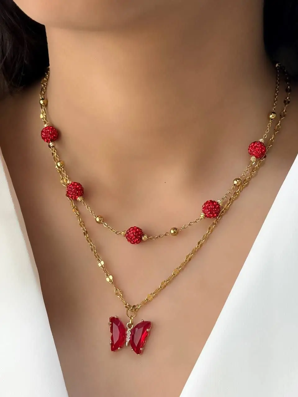 گردنبند دولاین استیل گوی و...