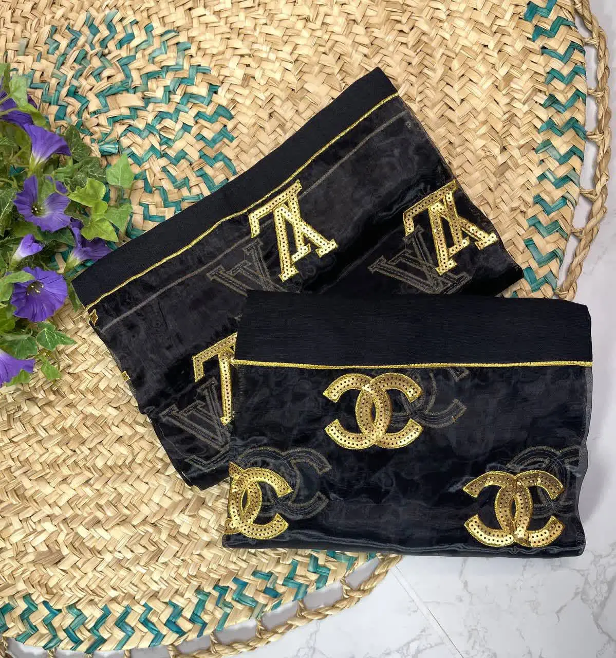 🖼️تکه دوزی هر دو دستکه شال