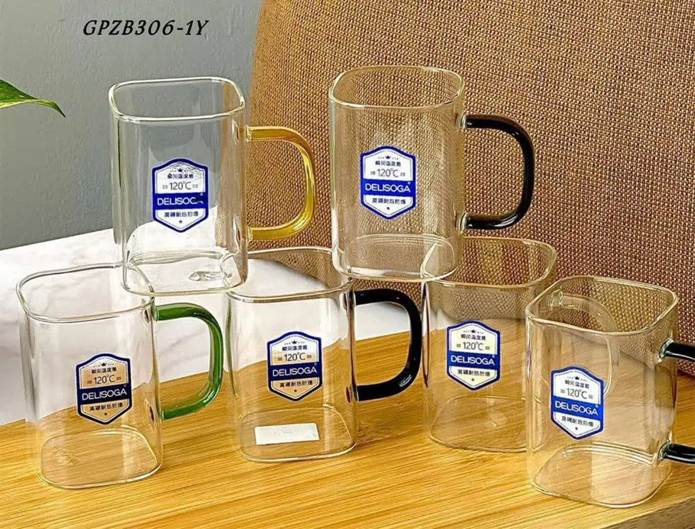 🔴لیوان بلور چهارگوش دسته رنگی🔴
