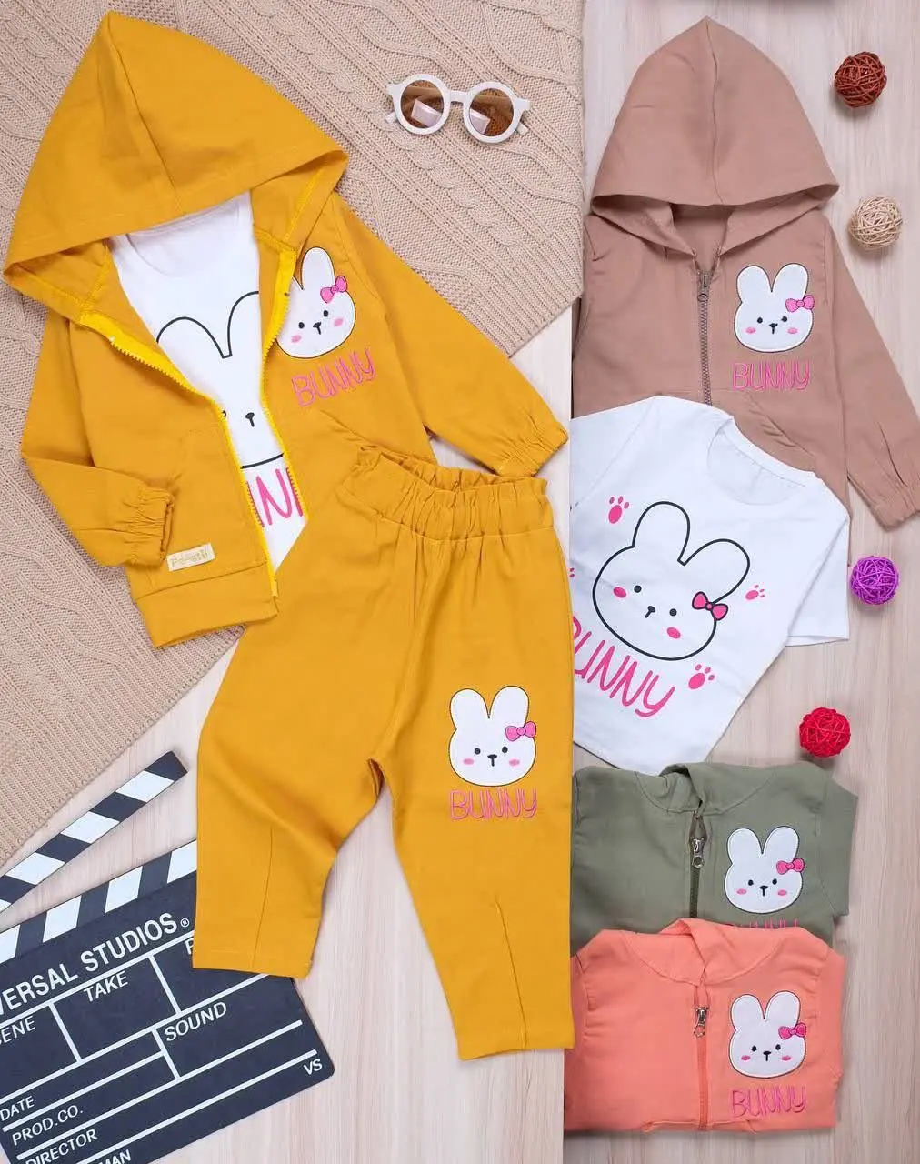 👫سه تیکه کتان گلدوزی خرگوش BUNNY 👫
