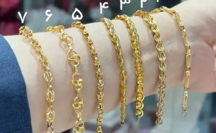 دستبندطرح طلا استیل با آبکا...