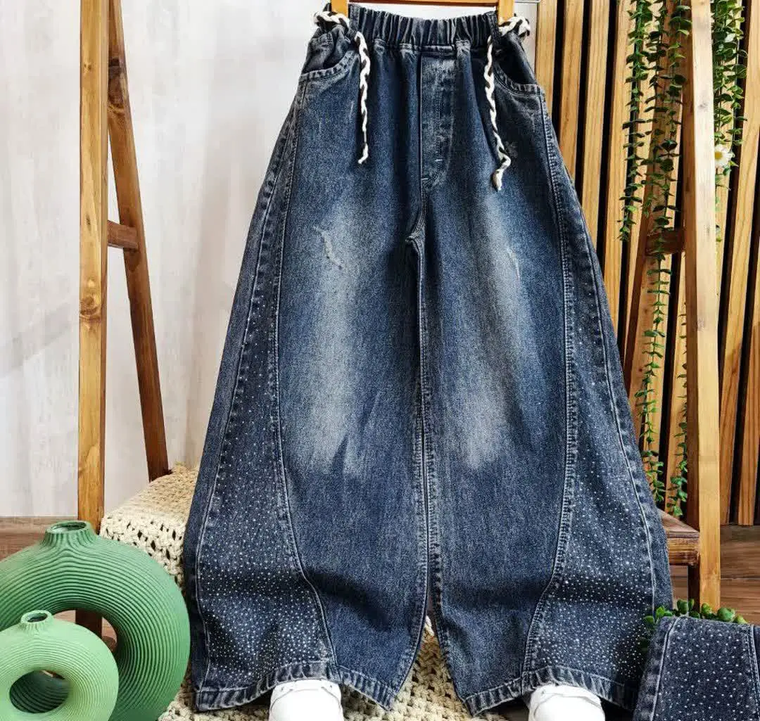 شلوار جین شافل نگینی