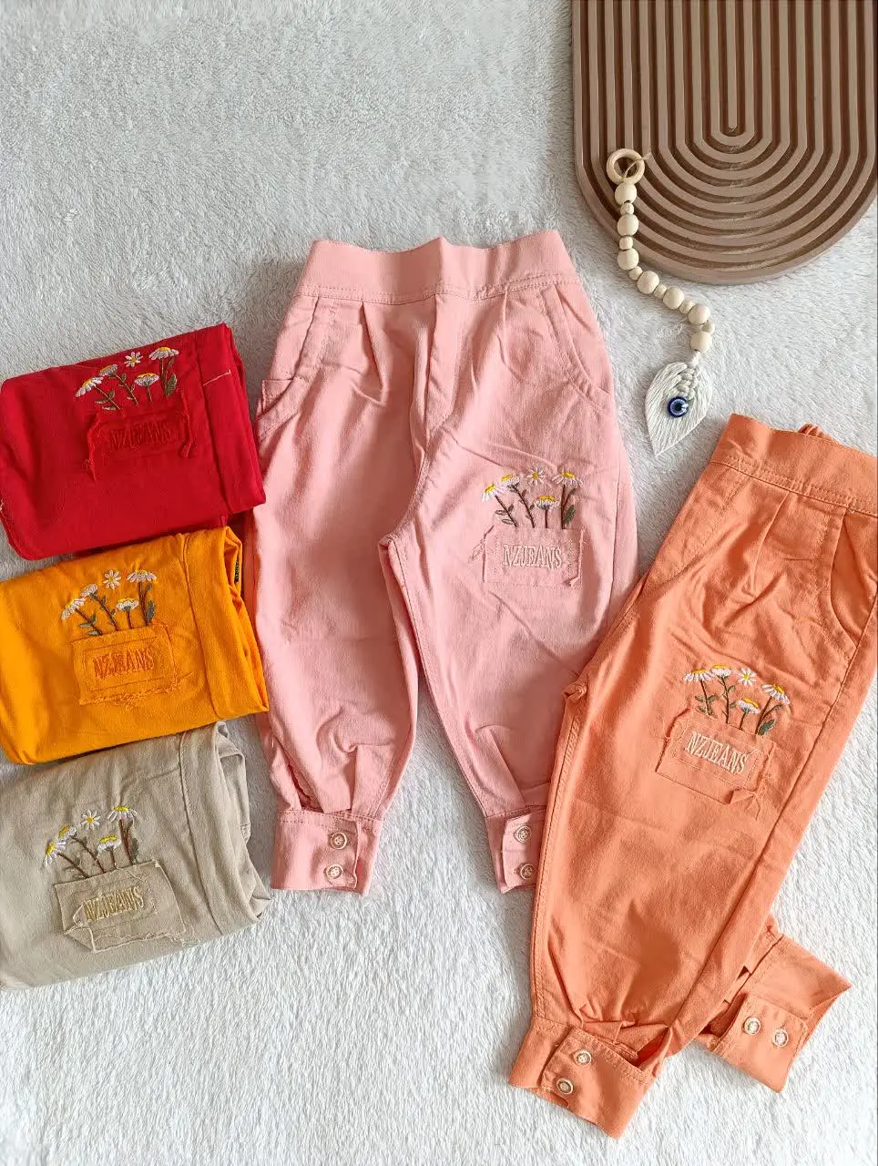 شلوار کتان گل بابونه
