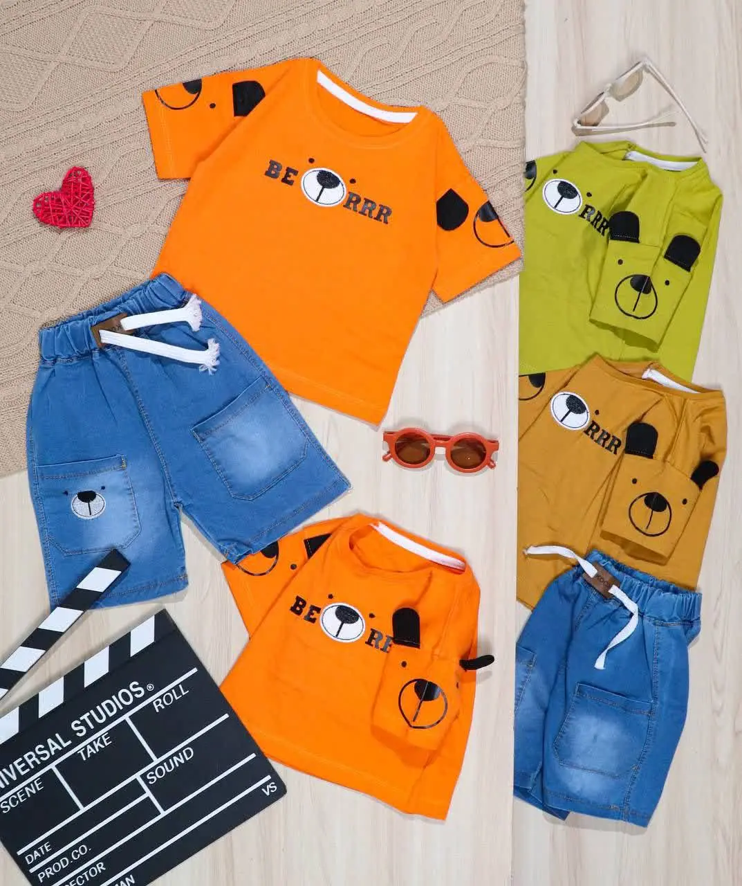 👫تیشرت و شلوارک جین چاپ BERRR👫
