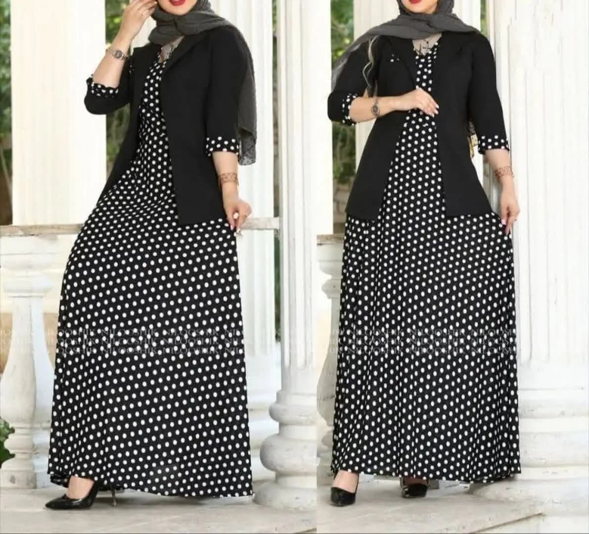 🖋نام: کت و پیراهن خال خالی 
