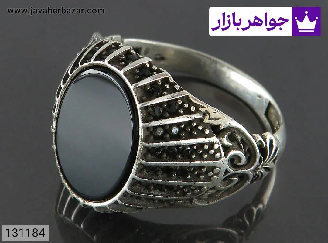 انگشتر نقره عقیق سیاه مردان...