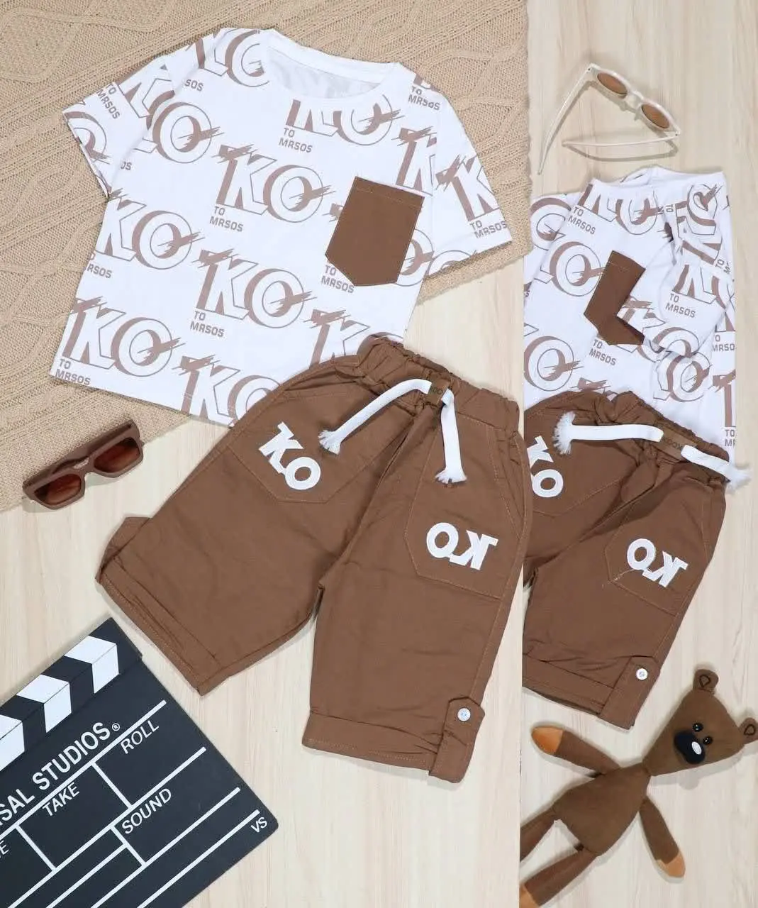 👫تیشرت و شلوارک کتان تمام چاپ KO👫
