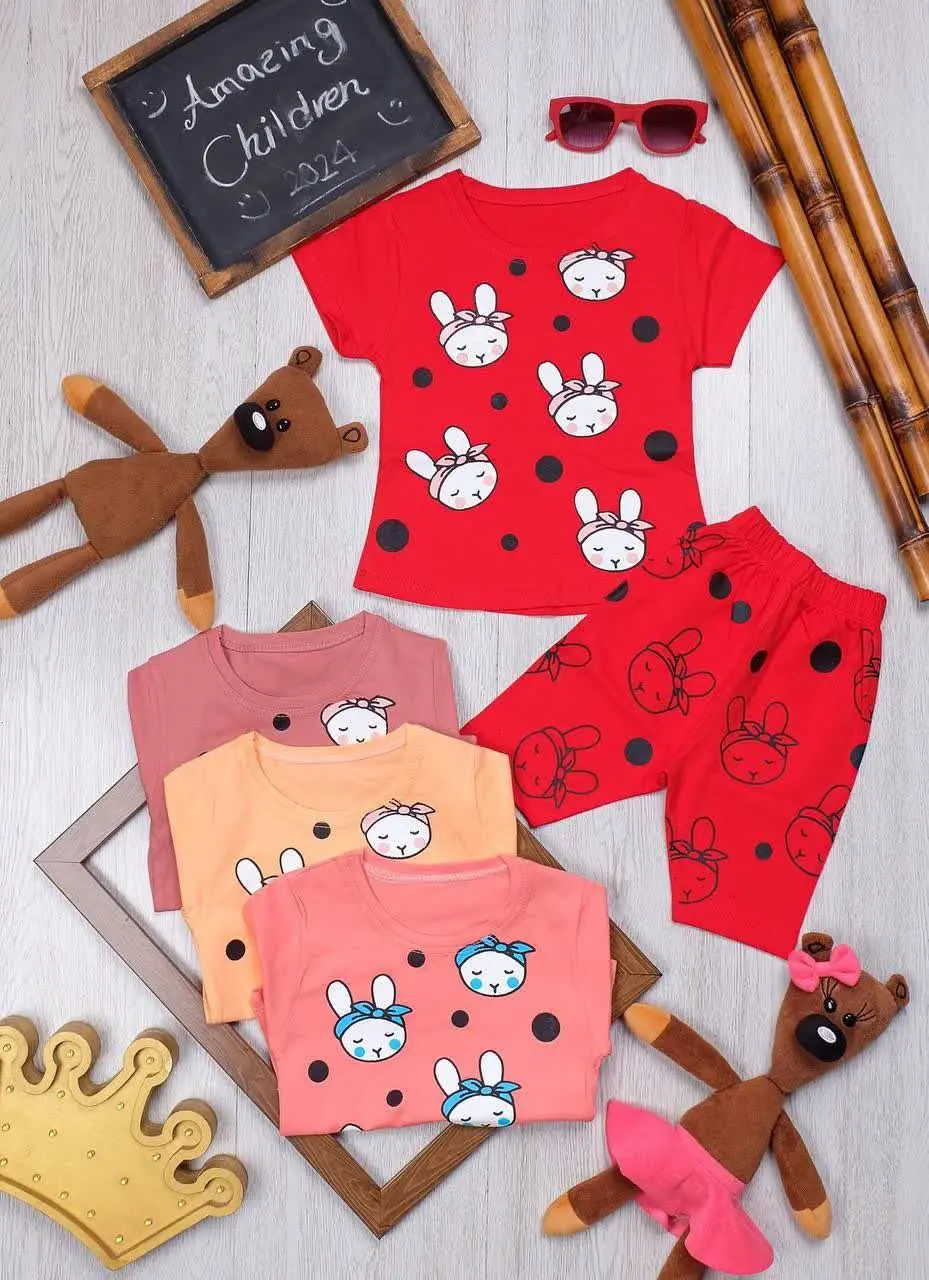 👫تیشرت و شلوارک خرگوش دستمال سر👫
