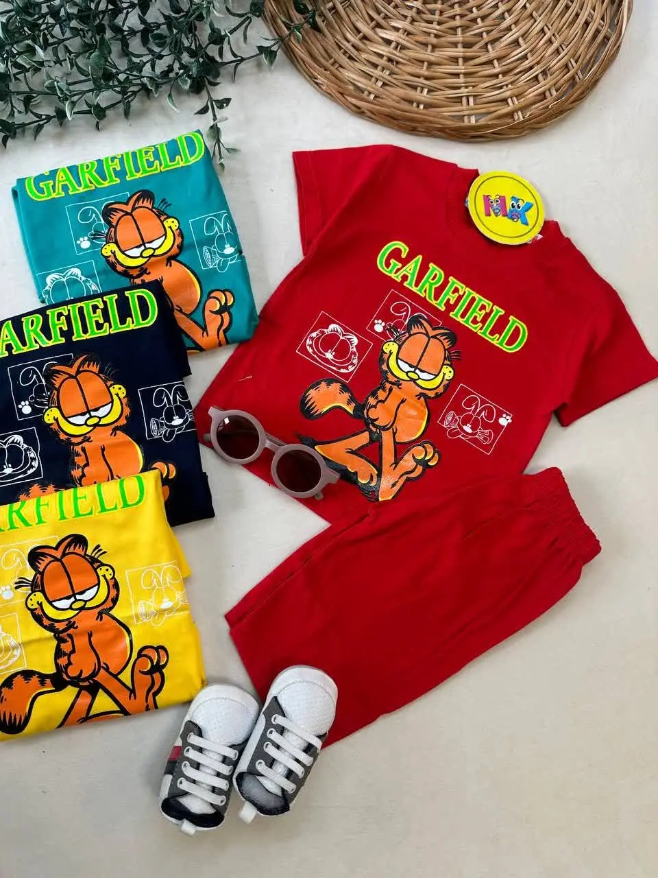 تیشرت شلوارک طرح گارفیلد نوزادی و کودک کد ۱۱۰۲۶ 
