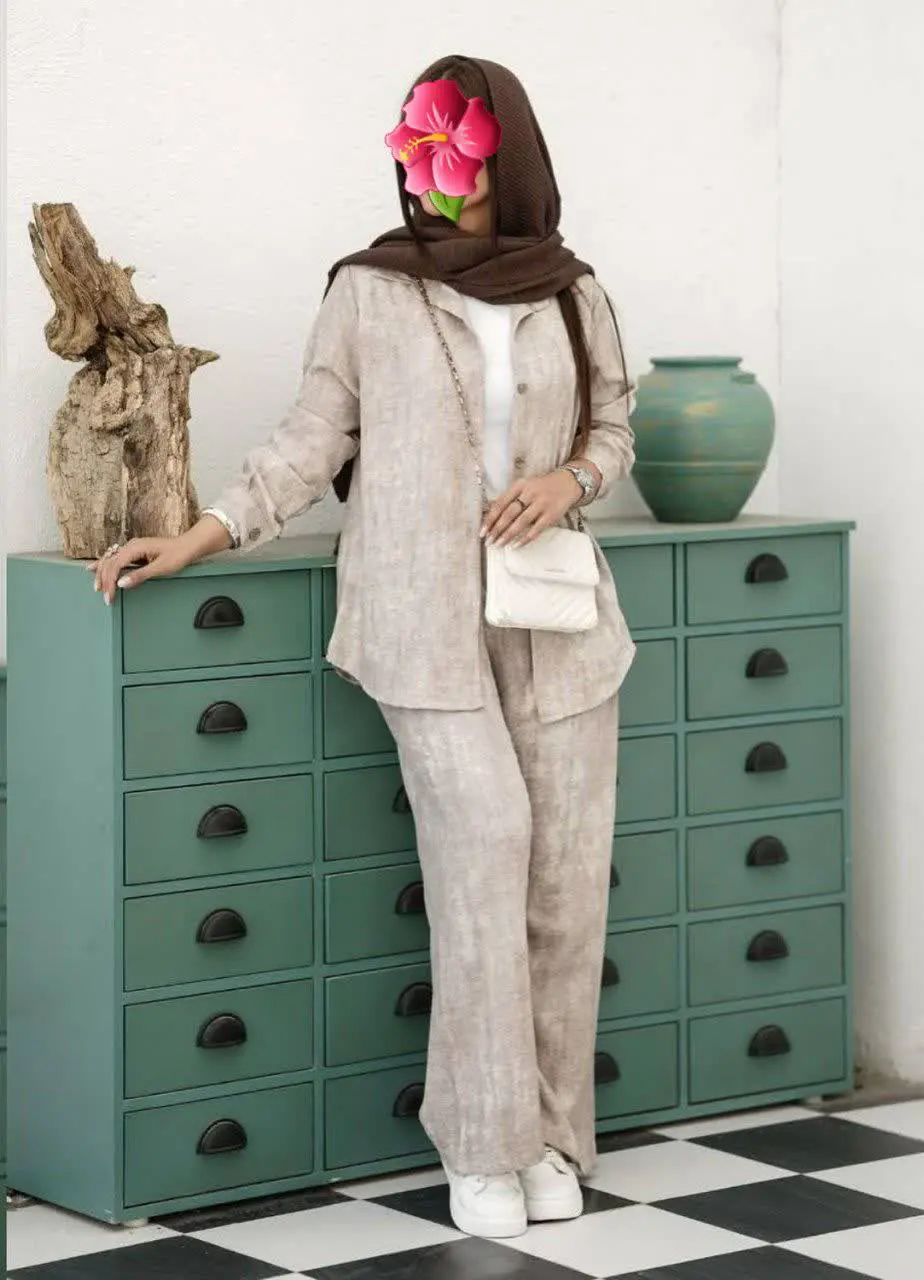 ست تونیک مانتویی و شلوار گلدیس