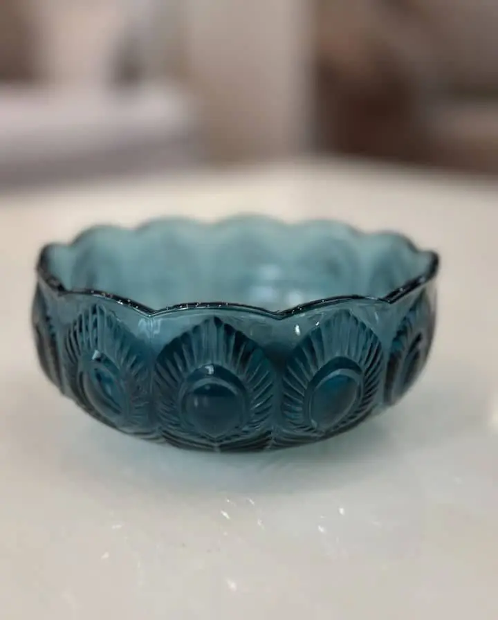 کاسه و لیوان کریستالی آبی