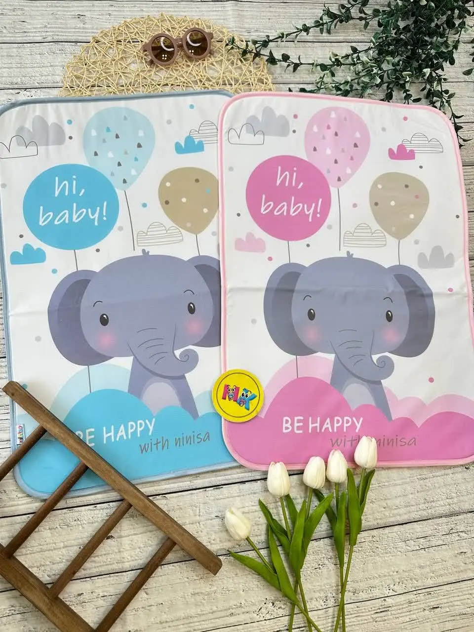 زیرانداز تشک تعویض پشت مخمل طرح فیل نوزادی و کودک کد ۳۱۳۰۰۴ 
