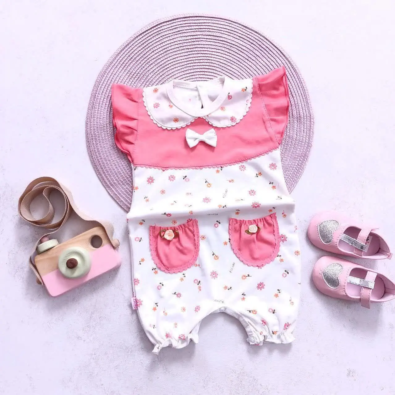 😻رامپر نوزادی دخترانه گلبهی😻
