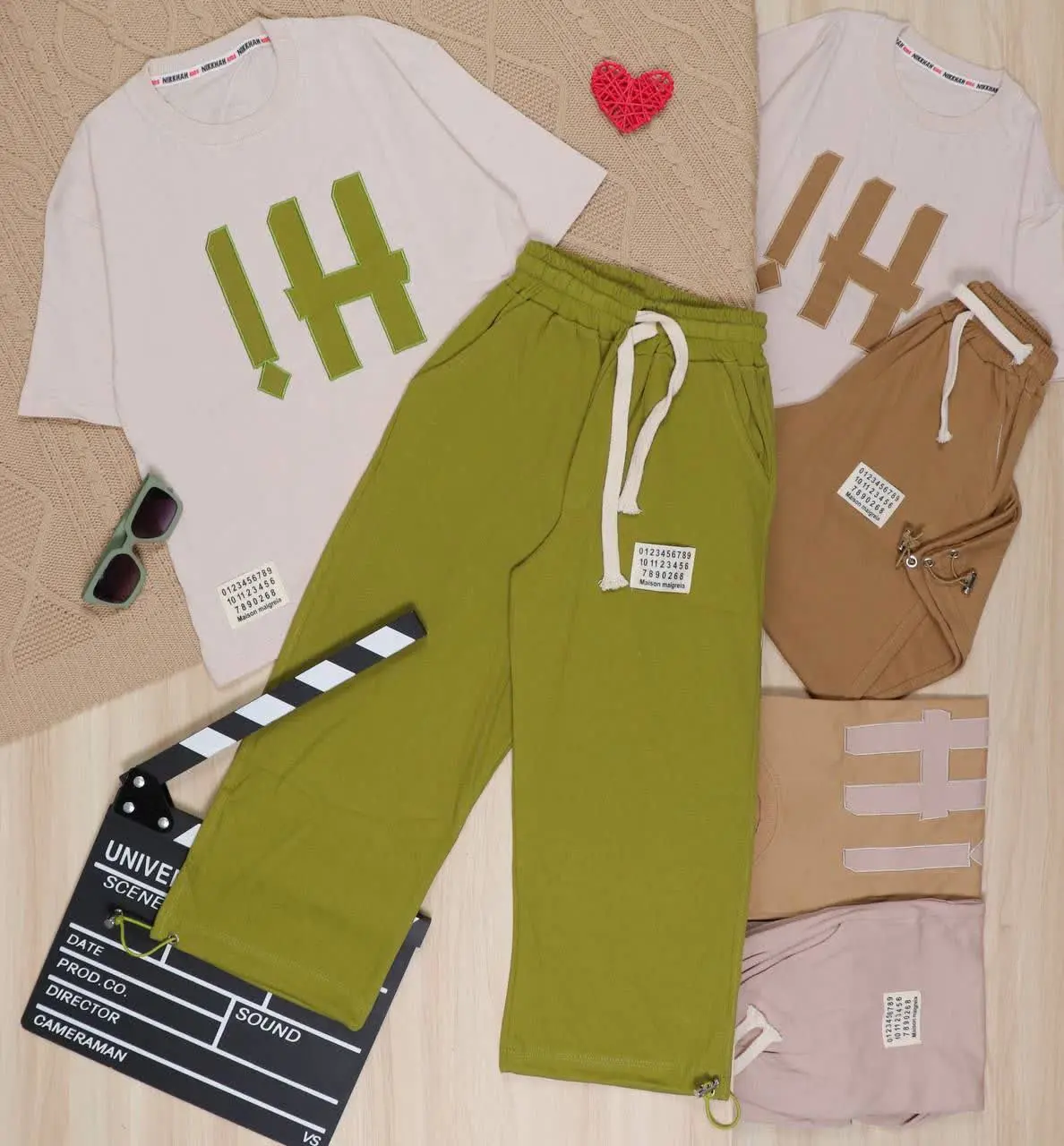 👫تیشرت و شلوار پنبه/ کبریتی گلدوزی HI👫
