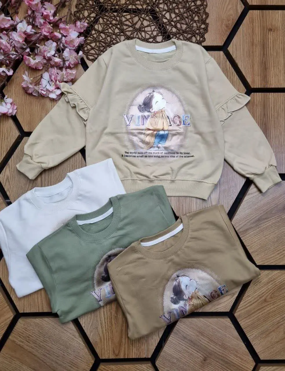 🍀بلوز تک چاپ برجسته دخترانه 👧