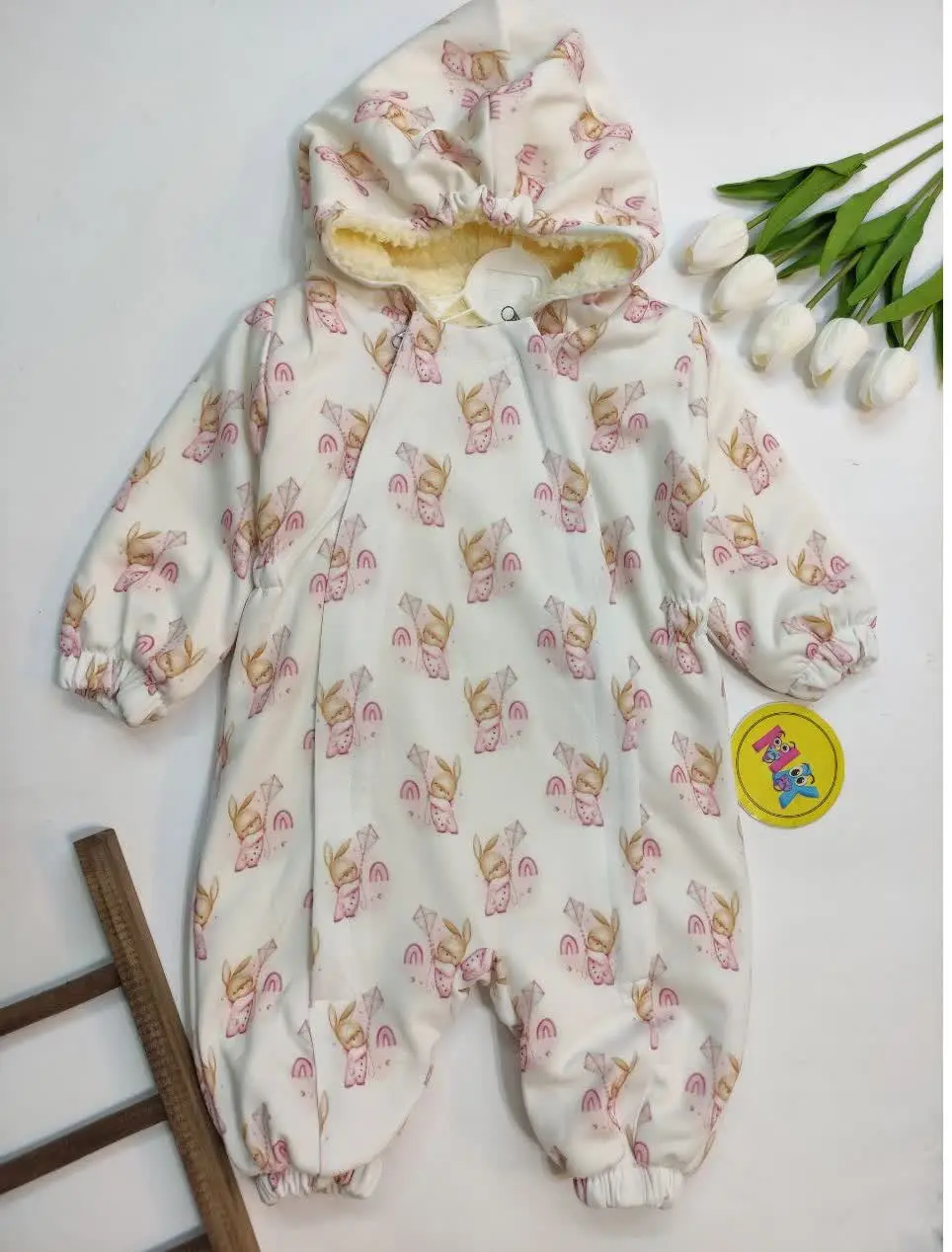 کاپشن سرهمی قواره دار خرگوش ریز تمام چاپ نوزادی و کودک کد ۱۱۰۱۰۰۶ 
