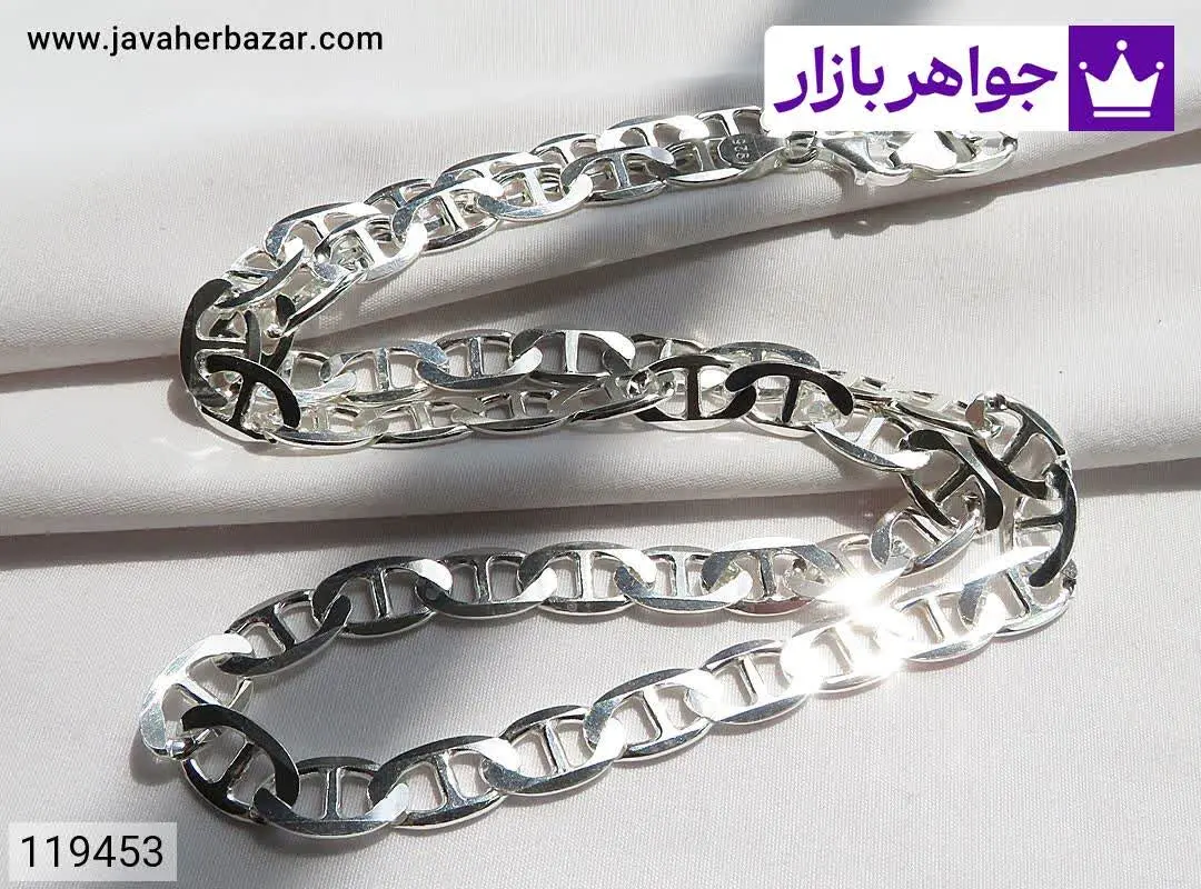 زنجیر نقره ۶۰ سانتی طرح T مردانه ایتالیایی - کد ۱۱۹۴۵۳
