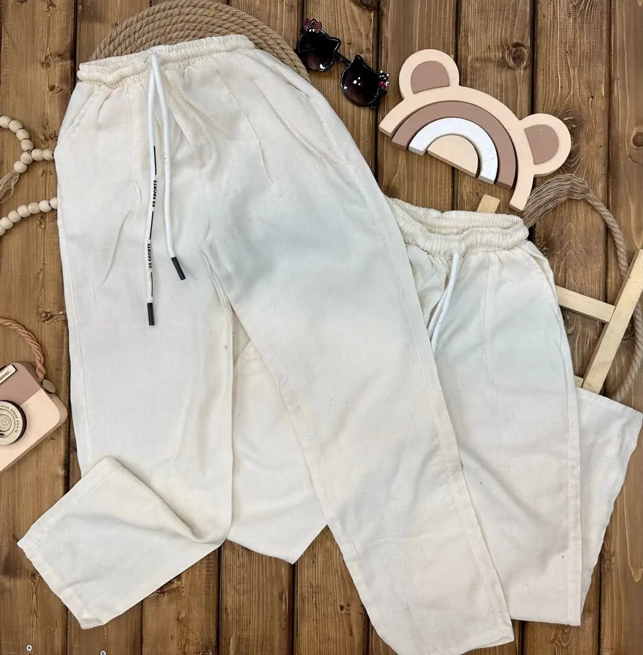 👫 شلوار دخترانه لنین کمر کش ✅
