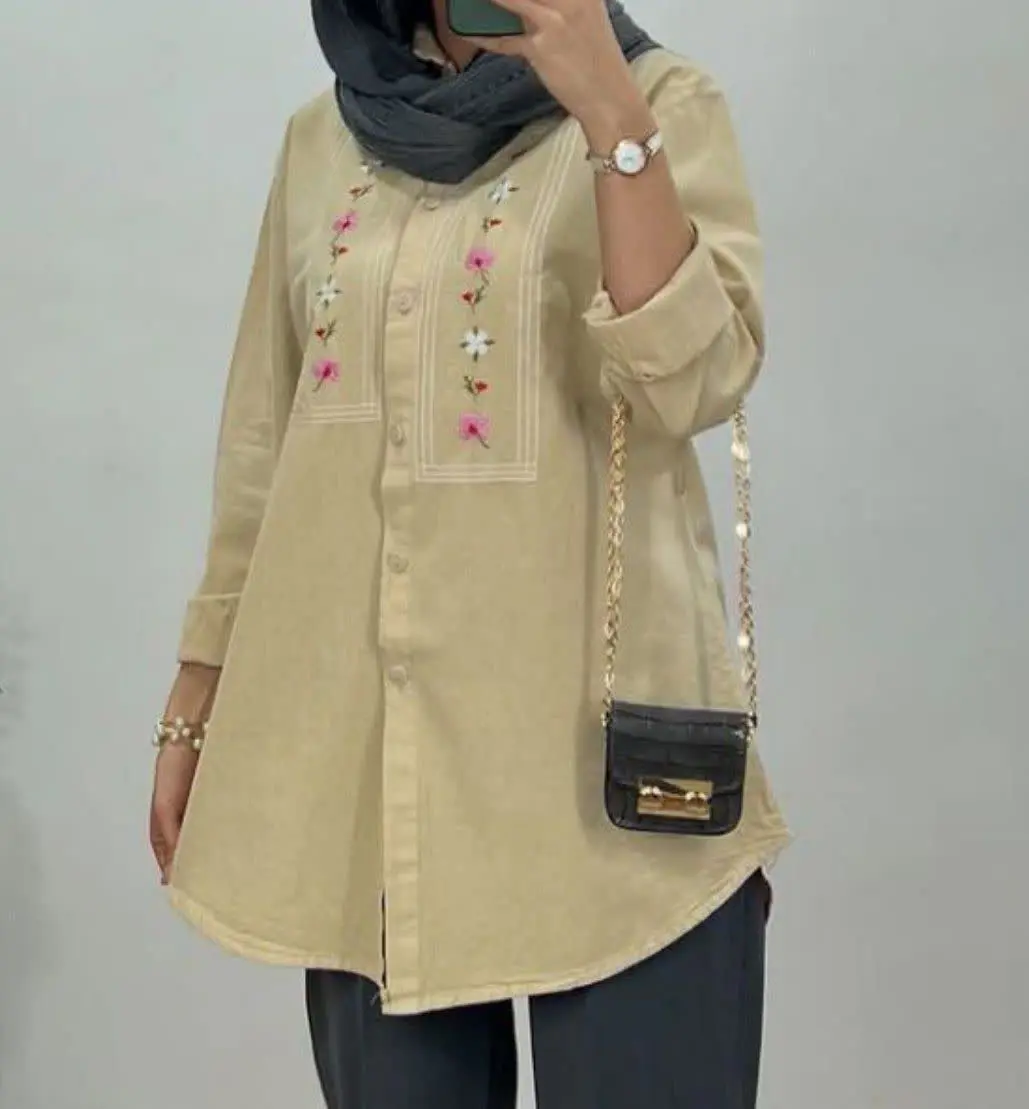 ✅ شومیز لینن گلدوزی مستطیل