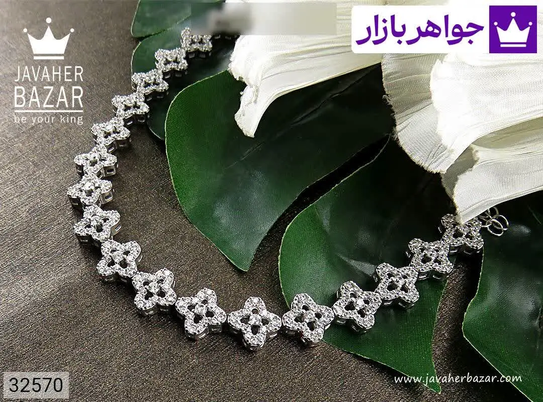 دستبند نقره طرح گل مرغوب زن...