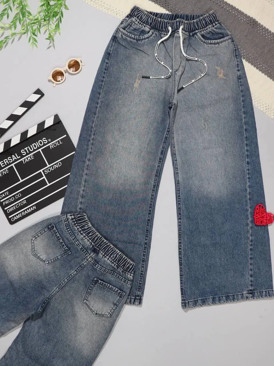 👫شلوار جین دخترانه شافل (آب...