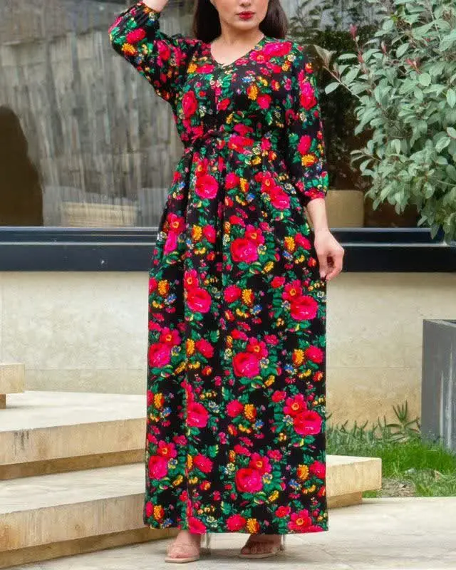 پیراهن ساحلی بلند دکمه دار ۶۰۹۶
