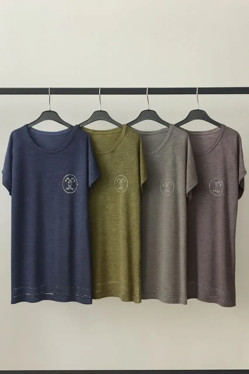 🎀 تیشرت آستین سرخود نگینی