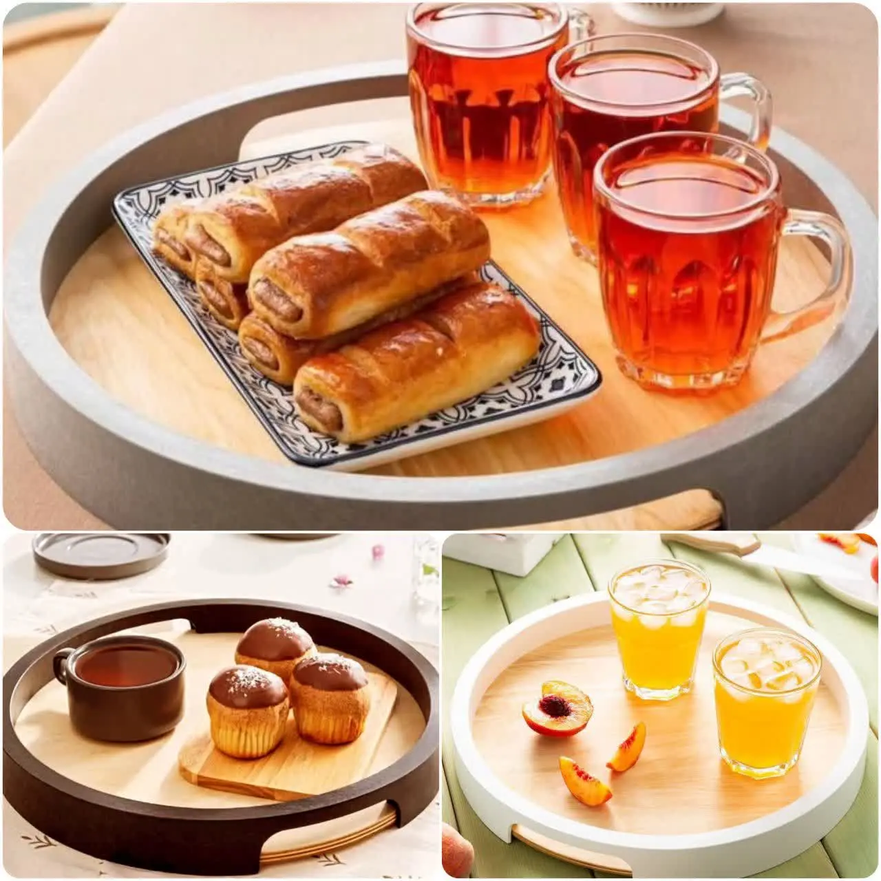 💥سینی گرد کف چوبی💥