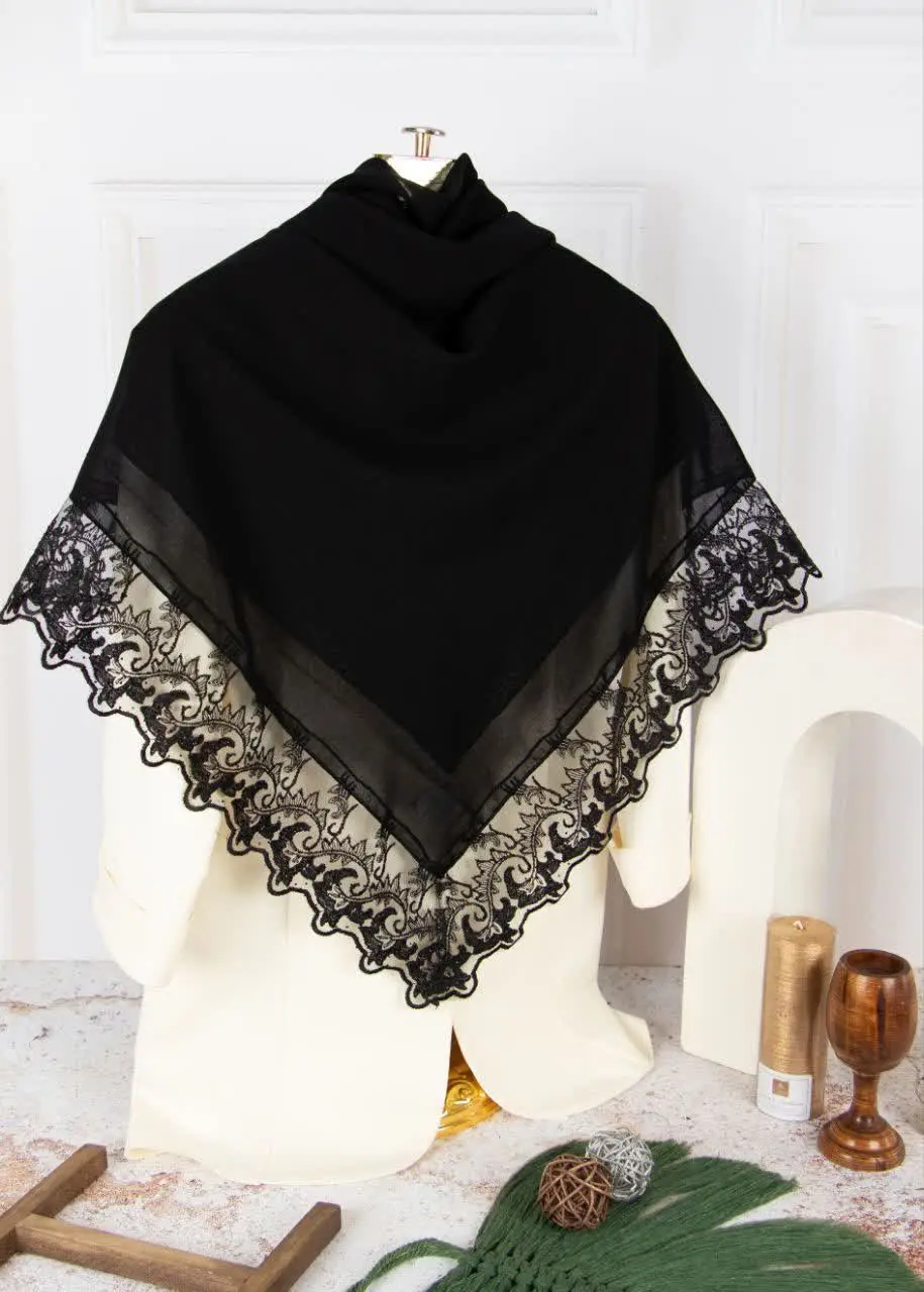 روسری حریر نخ مشکی