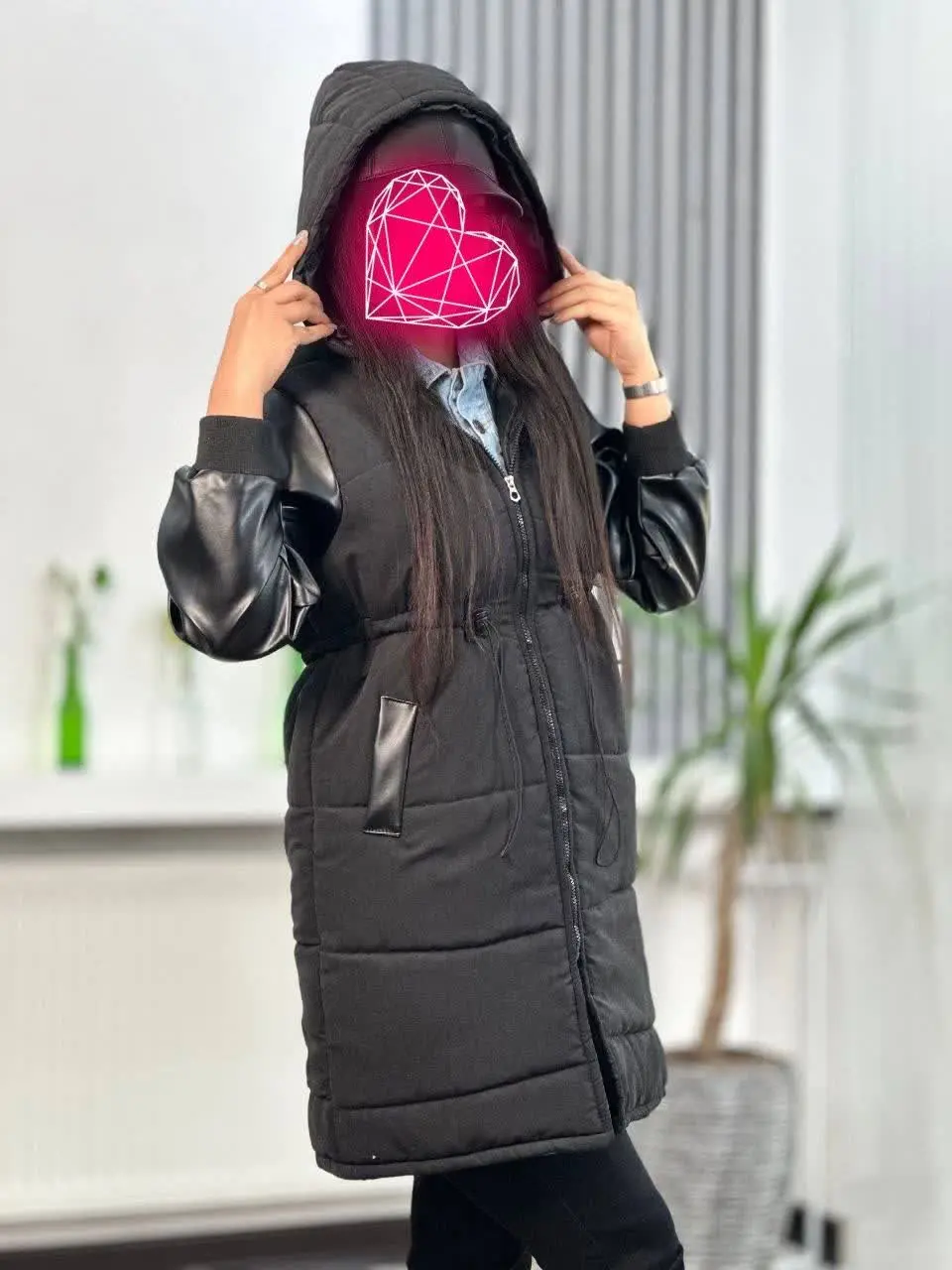 کاپشن آستین چرم نیکا