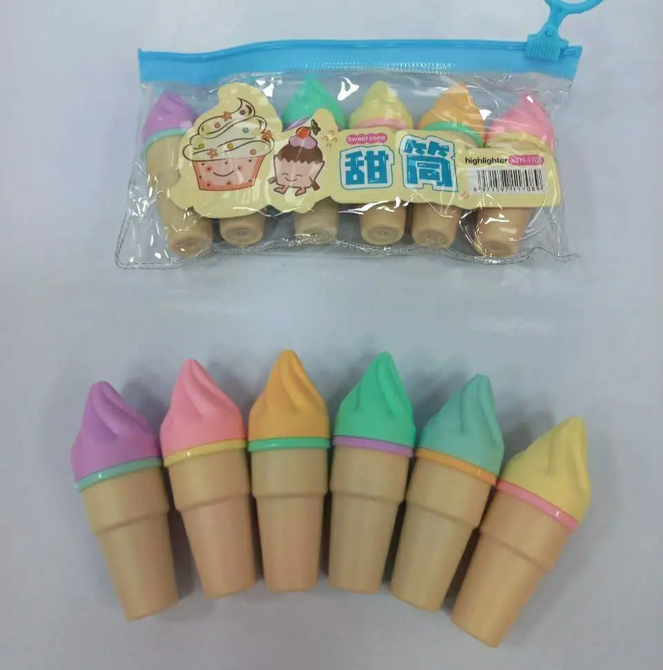 «هایلایتر ۶ تایی بستنی قیفی» 
