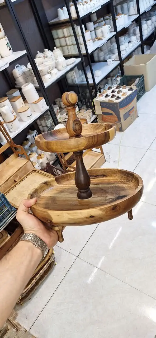 #شیرینی_خوری_دوطبقه_چوبی_گردو
