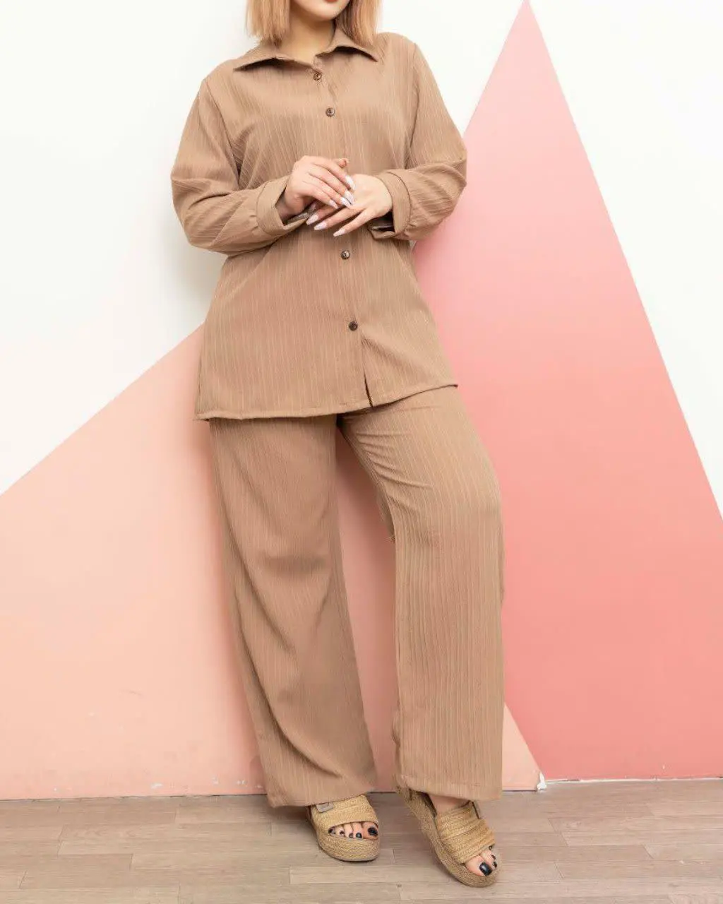 نام: ست دو تیکه دکمه چوبی مدل عسل🌱❤️
