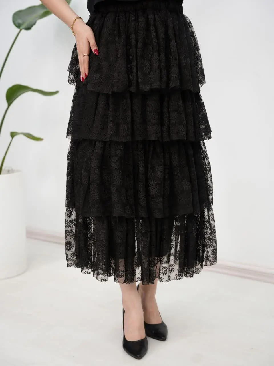 ❤️نام: دامن مجلسی طبقه‌ای گیپور
