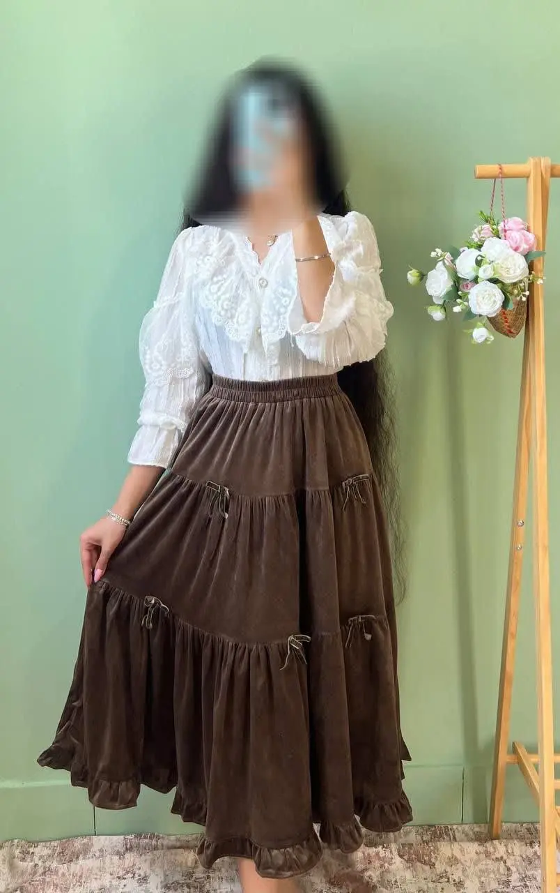 ☘️دامن مخمل پاپیونی, تنخور...