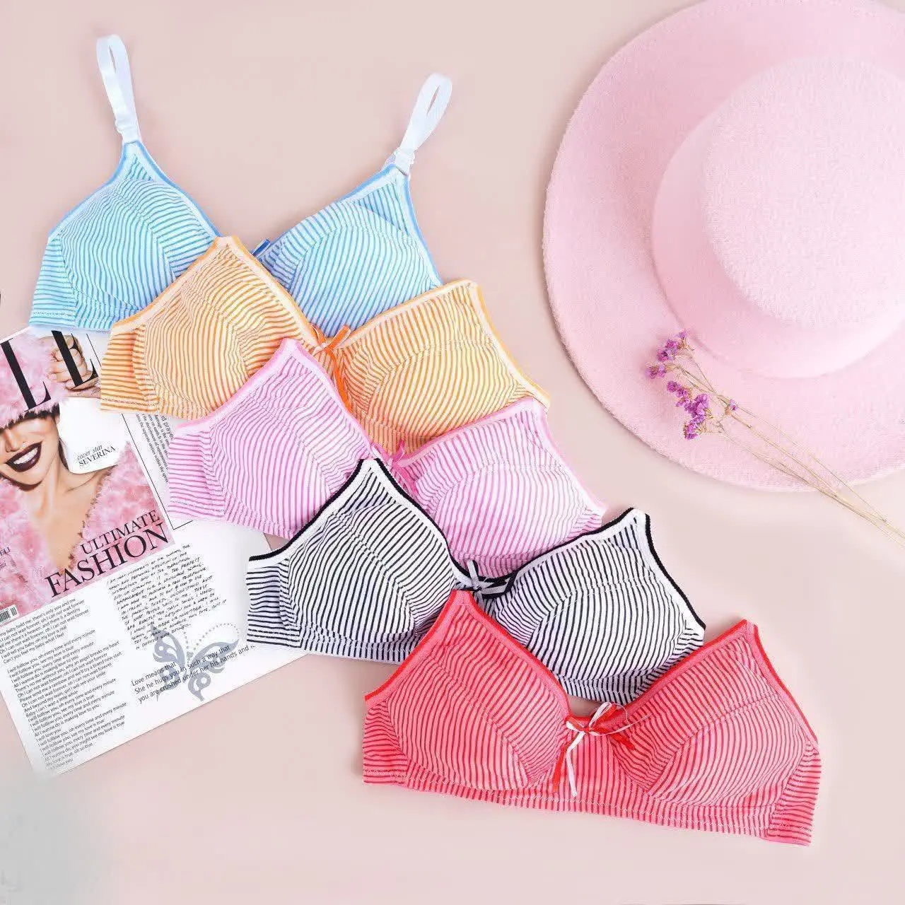 💖سوتین نخی دخترانه راه راه 💖
