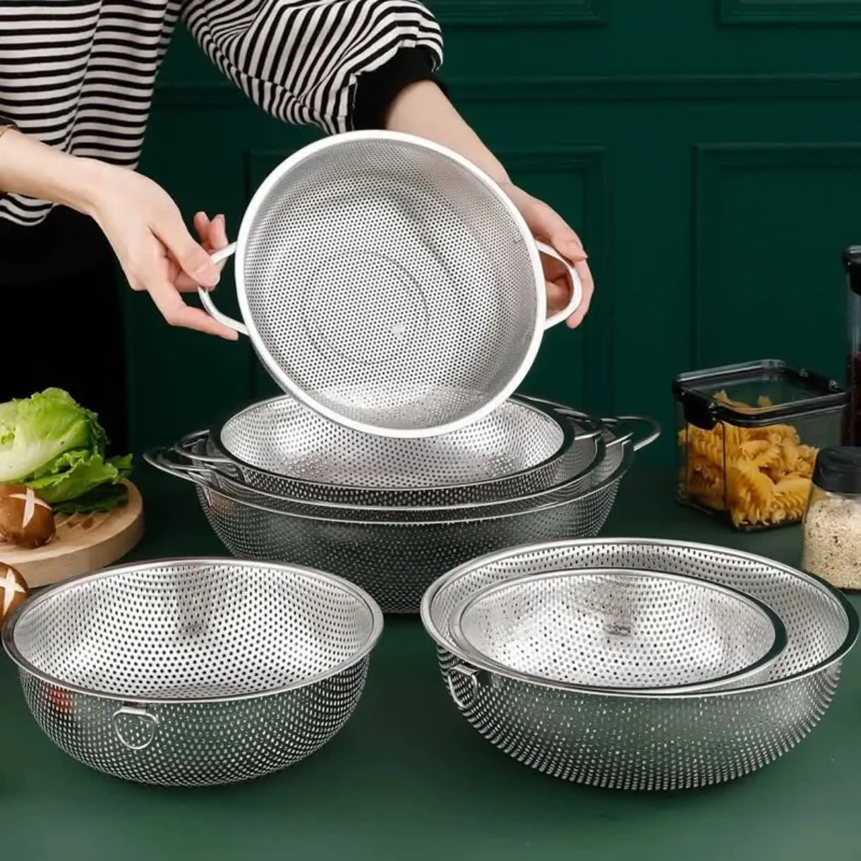 ست آبکش دسته دار استیل 
