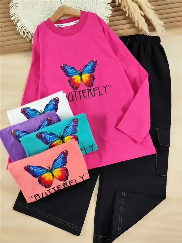 🦋بلوز شلوار پروانه هفت رنگ🦋