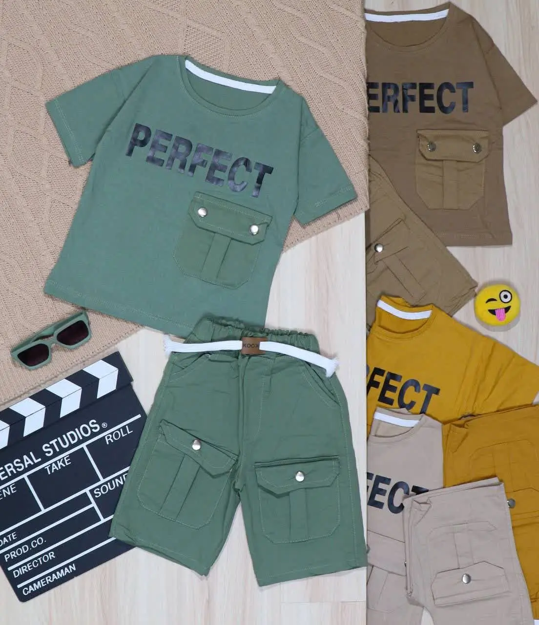 👫تیشرت و شلوارک کتان چاپ PERFECT👫
