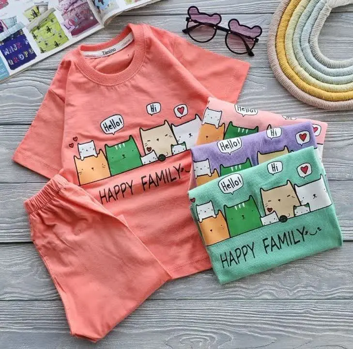 لباس بچه گانه تیشرت شلوارک ست گربه‌ها 
