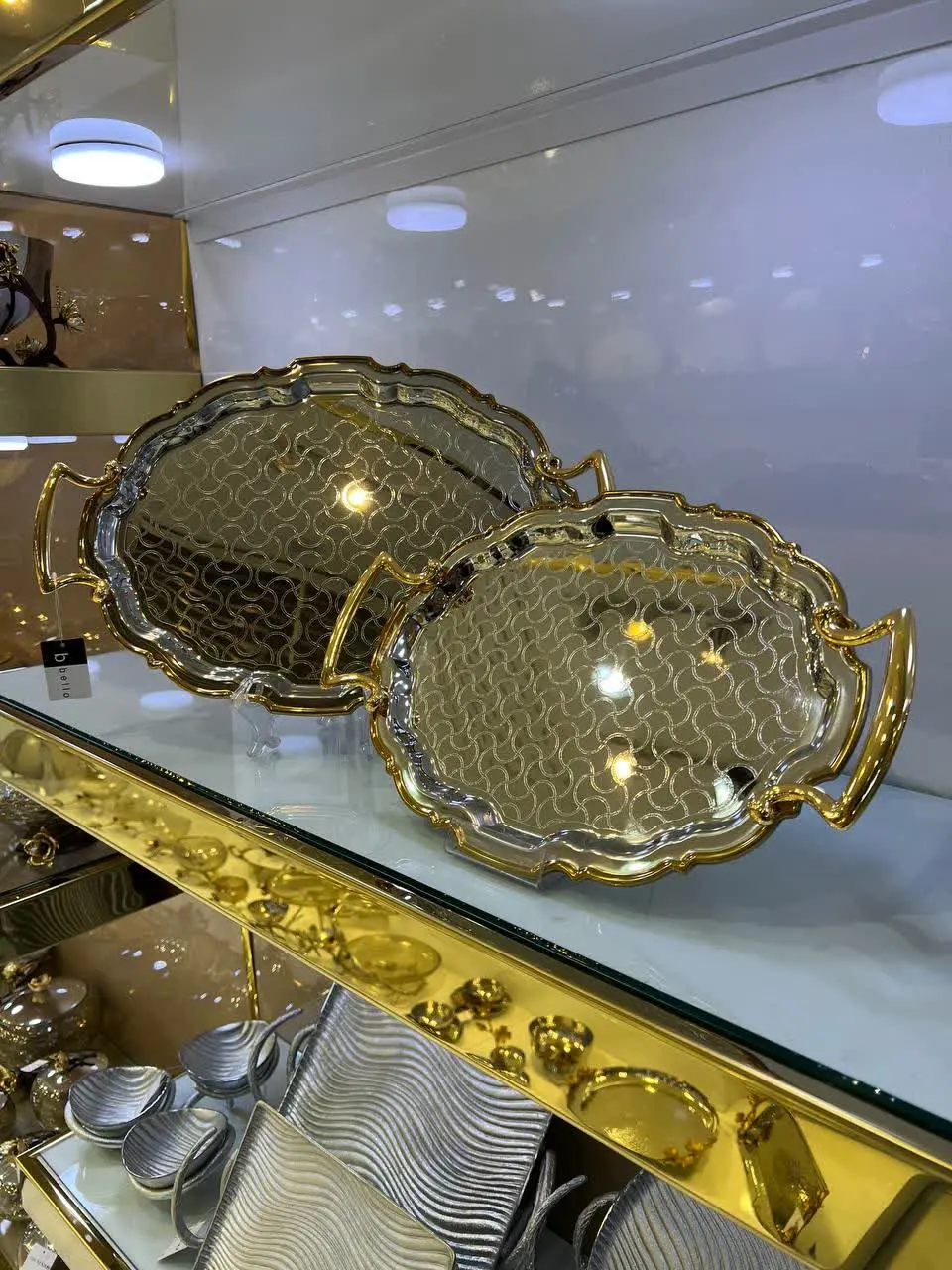 سینی نقره‌ای دور طلایی کد ۶۹۰۵
