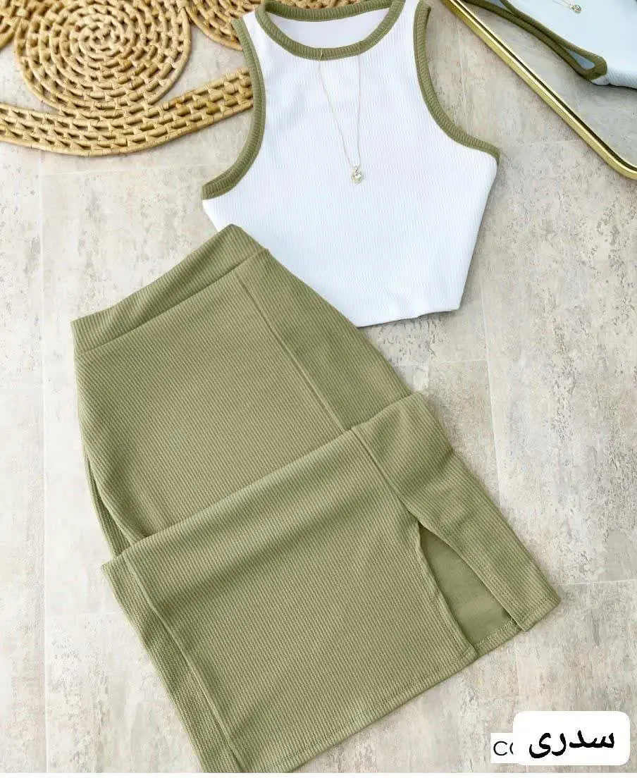 🌙نام: ست کراپ دامن مجلسی فانتزی چاکدار شیما
