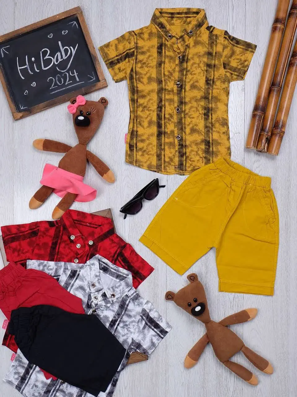 👫پیراهن و شلوارک نخی طرح خط پهن👫
