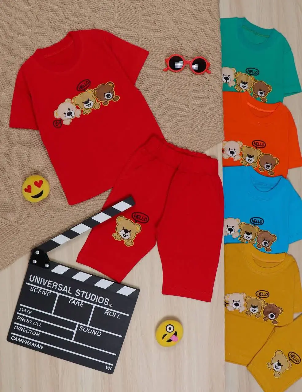 👫تیشرت و شلوارک ۳خرس گلدوزی👫
