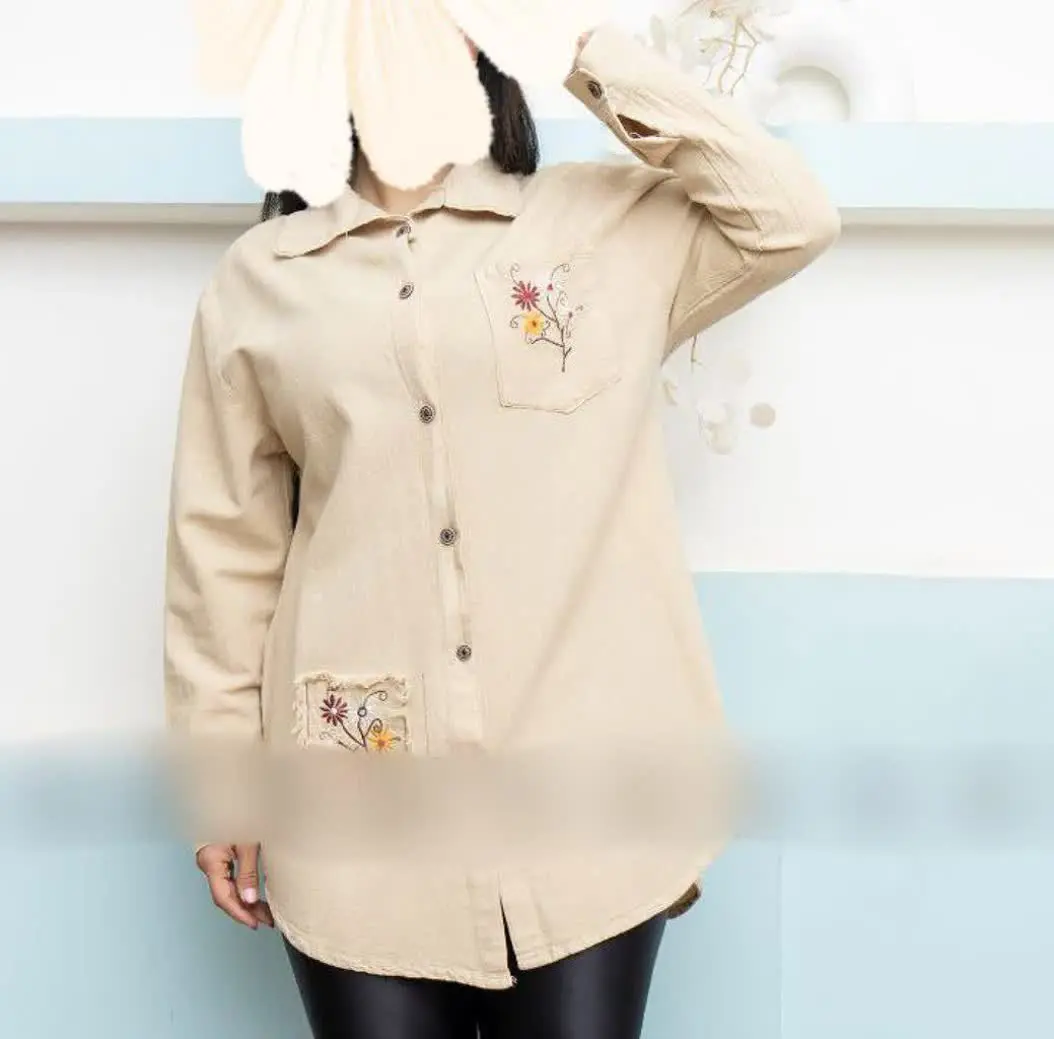 کد ۳۷۹ ✅شومیز جیب گلدوزی، ج...