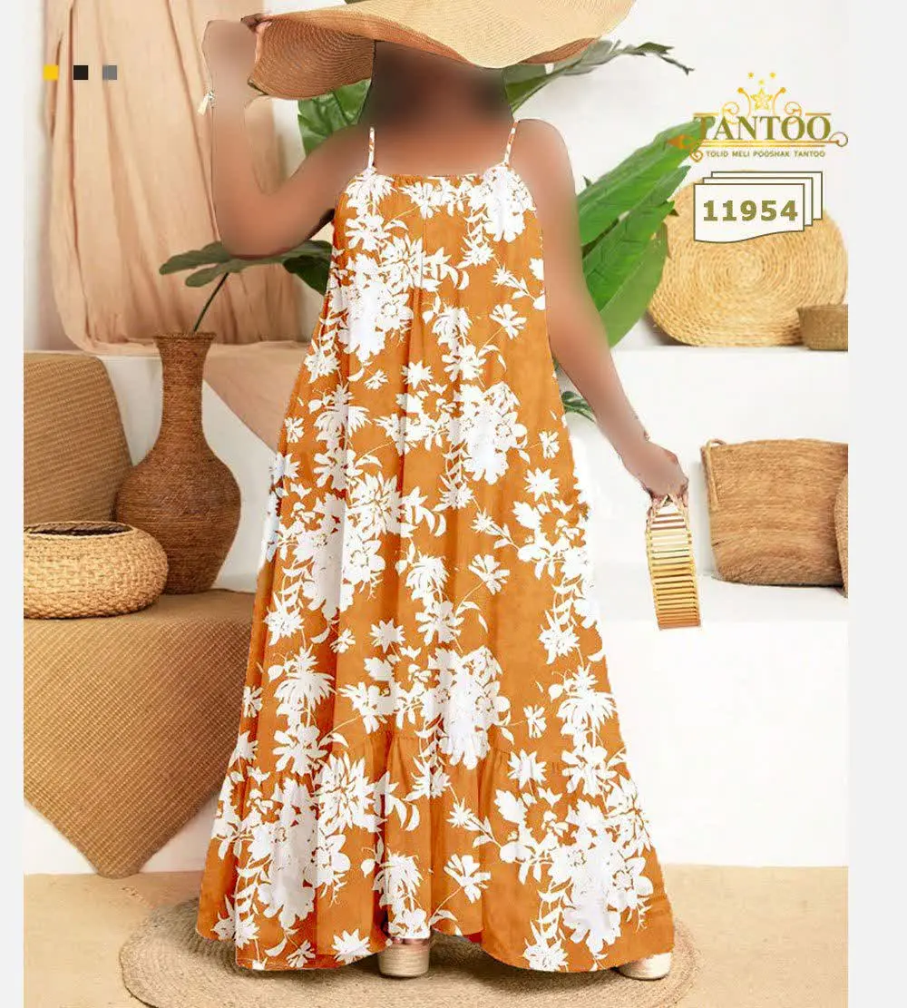 👑 طراحی ومدل مربوط به گروه 🤎 پیراهن ساحلی آستین بندی دامن کلوش سایزبزرگ
